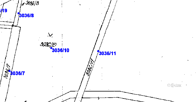 Parcela st. 3036/11 v KÚ Poděbrady, Katastrální mapa