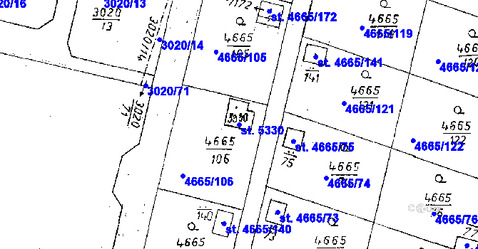 Parcela st. 5330 v KÚ Poděbrady, Katastrální mapa