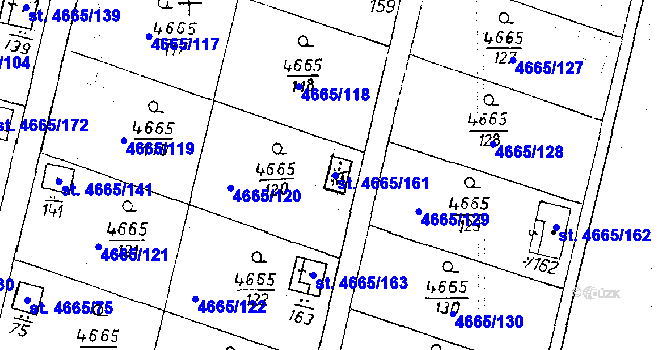Parcela st. 4665/161 v KÚ Poděbrady, Katastrální mapa