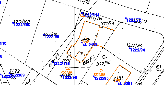 Parcela st. 5409 v KÚ Poděbrady, Katastrální mapa