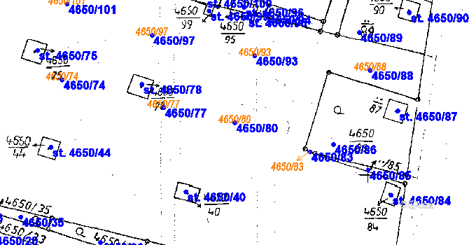 Parcela st. 4650/80 v KÚ Poděbrady, Katastrální mapa