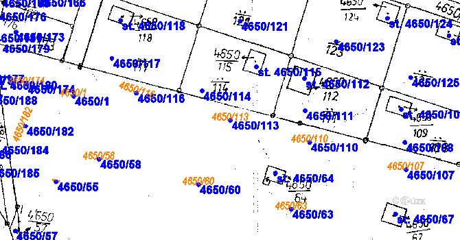 Parcela st. 4650/113 v KÚ Poděbrady, Katastrální mapa