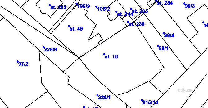 Parcela st. 16 v KÚ Polabec, Katastrální mapa