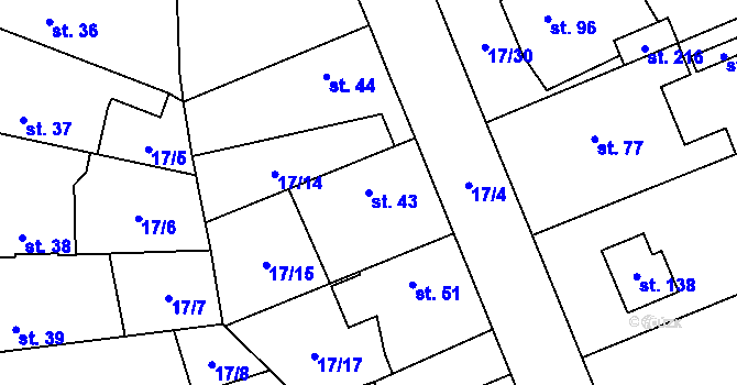 Parcela st. 43 v KÚ Polabec, Katastrální mapa