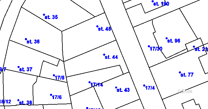 Parcela st. 44 v KÚ Polabec, Katastrální mapa