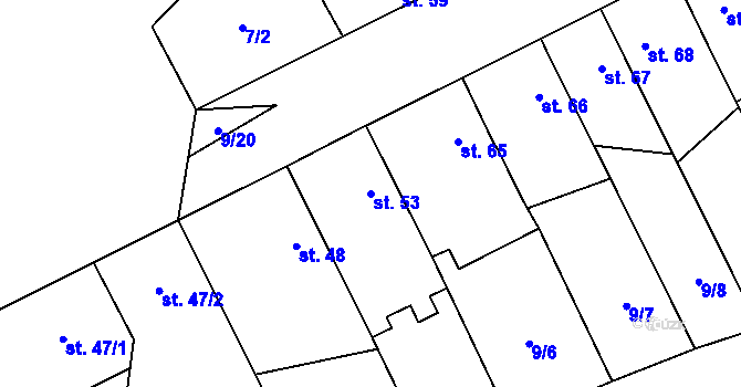 Parcela st. 53 v KÚ Polabec, Katastrální mapa
