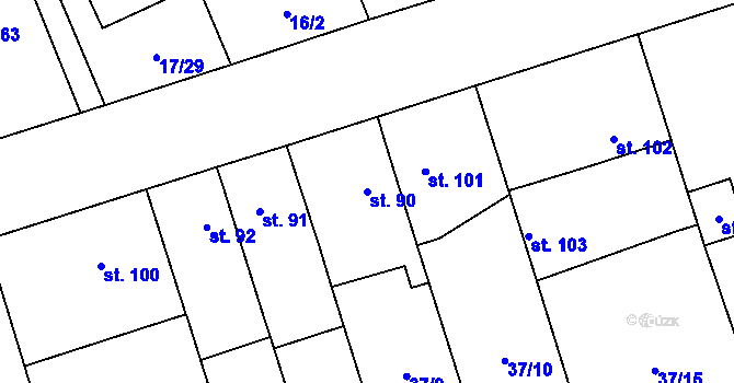 Parcela st. 90 v KÚ Polabec, Katastrální mapa