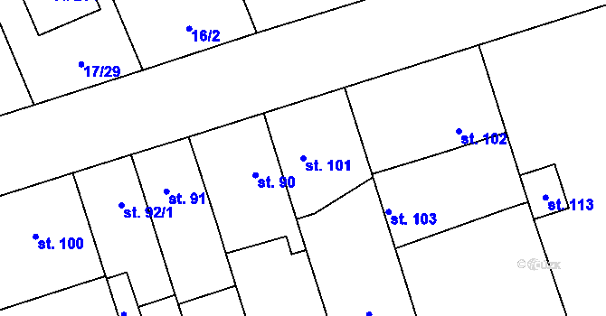 Parcela st. 101 v KÚ Polabec, Katastrální mapa