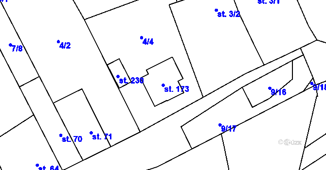 Parcela st. 173 v KÚ Polabec, Katastrální mapa