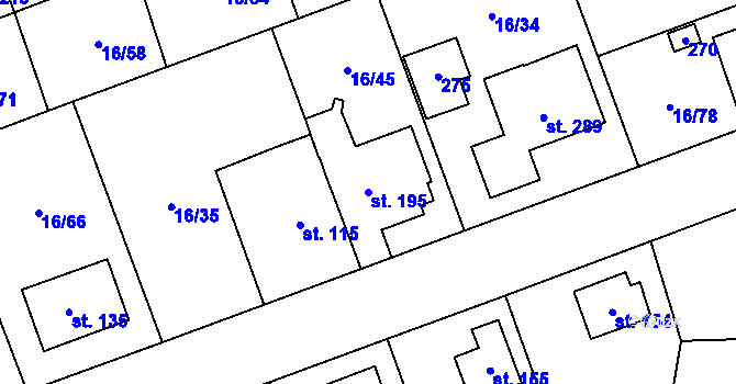 Parcela st. 195 v KÚ Polabec, Katastrální mapa