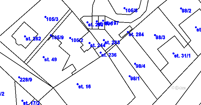 Parcela st. 236 v KÚ Polabec, Katastrální mapa