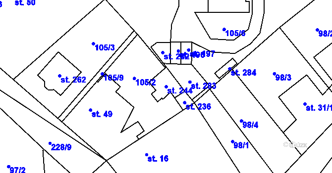 Parcela st. 244 v KÚ Polabec, Katastrální mapa