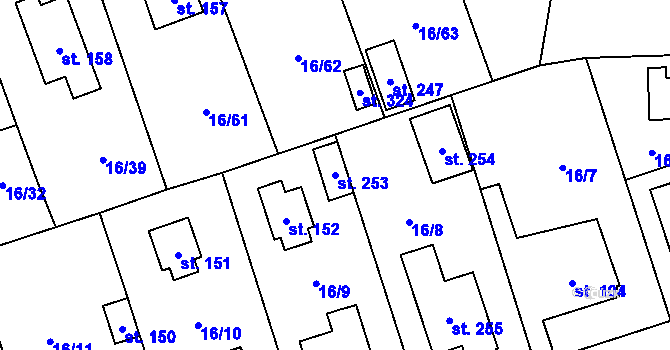Parcela st. 253 v KÚ Polabec, Katastrální mapa