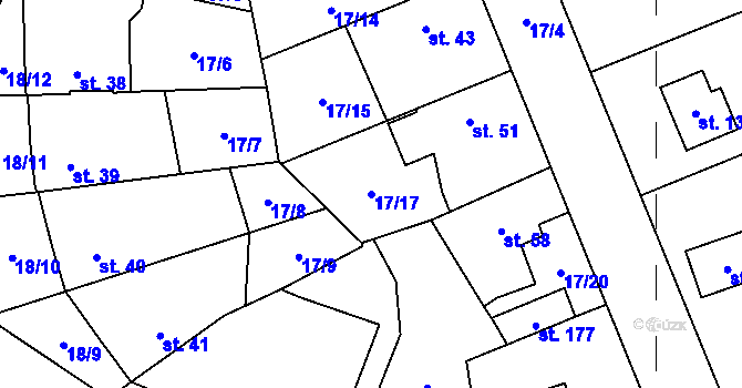 Parcela st. 17/17 v KÚ Polabec, Katastrální mapa