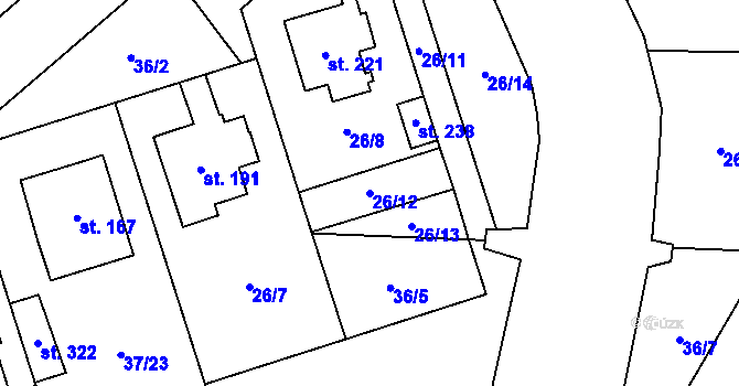 Parcela st. 26/12 v KÚ Polabec, Katastrální mapa