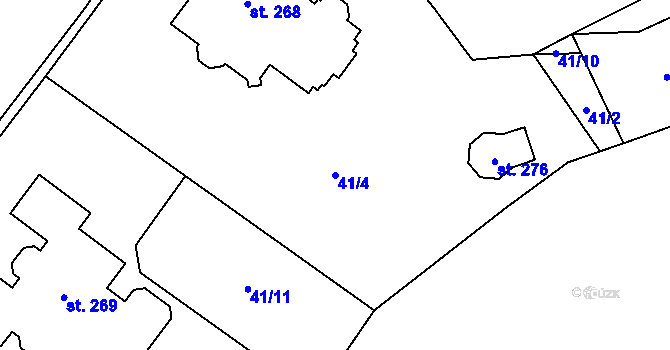 Parcela st. 41/4 v KÚ Polabec, Katastrální mapa