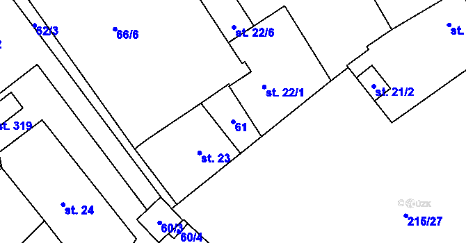 Parcela st. 61 v KÚ Polabec, Katastrální mapa