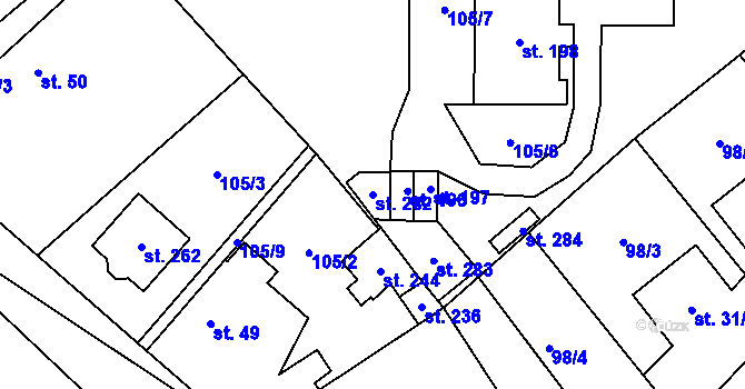 Parcela st. 282 v KÚ Polabec, Katastrální mapa