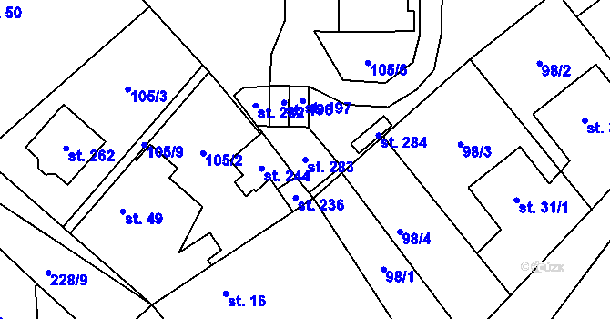 Parcela st. 283 v KÚ Polabec, Katastrální mapa
