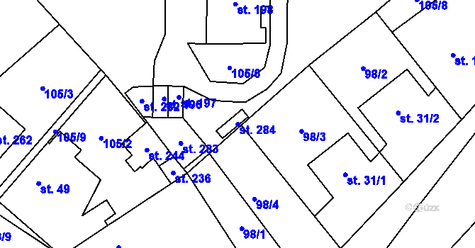 Parcela st. 284 v KÚ Polabec, Katastrální mapa
