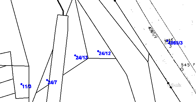 Parcela st. 24/12 v KÚ Polabec, Katastrální mapa