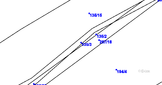 Parcela st. 135/3 v KÚ Polabec, Katastrální mapa