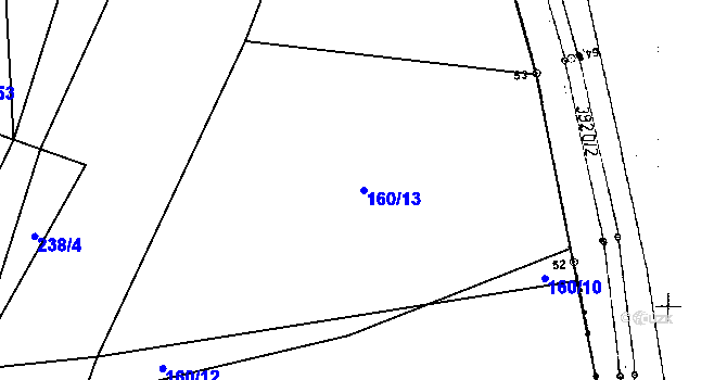 Parcela st. 160/13 v KÚ Polabec, Katastrální mapa