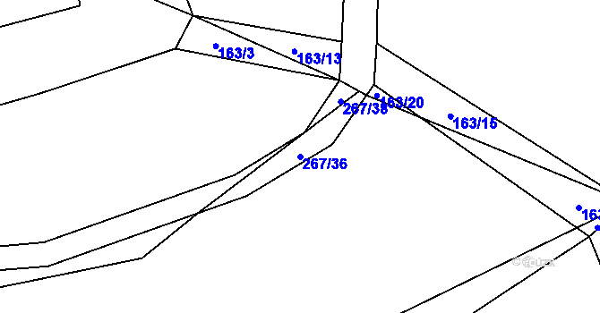 Parcela st. 267/36 v KÚ Polabec, Katastrální mapa