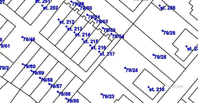 Parcela st. 217 v KÚ Velké Zboží, Katastrální mapa