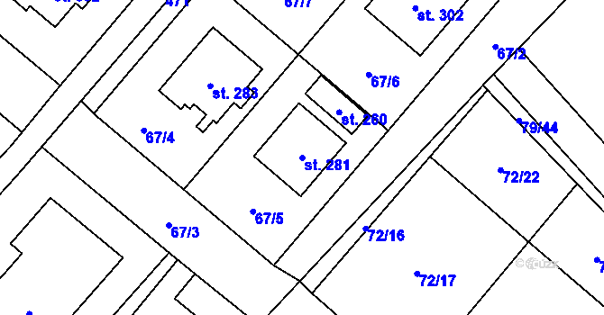 Parcela st. 281 v KÚ Velké Zboží, Katastrální mapa