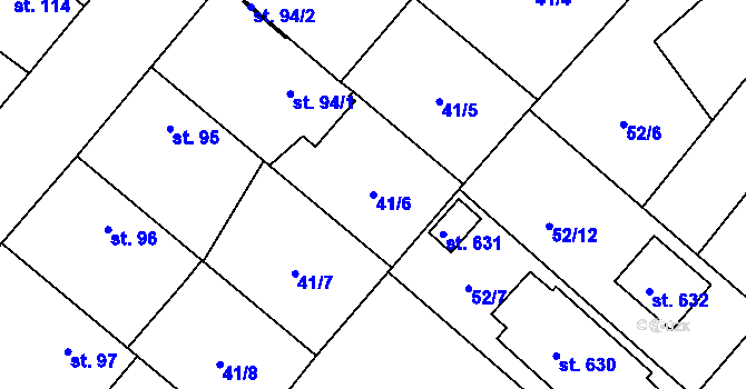 Parcela st. 41/6 v KÚ Velké Zboží, Katastrální mapa