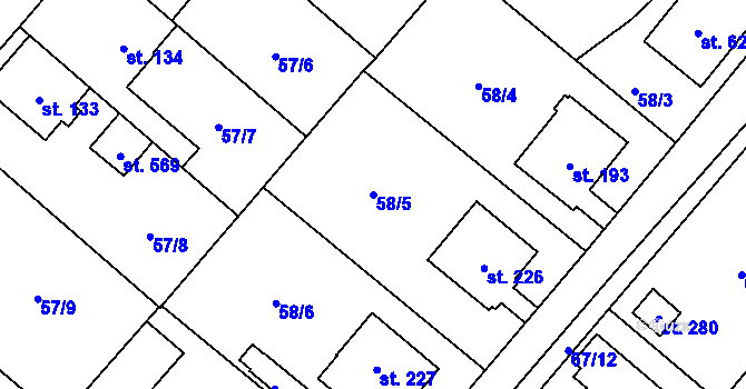 Parcela st. 58/5 v KÚ Velké Zboží, Katastrální mapa
