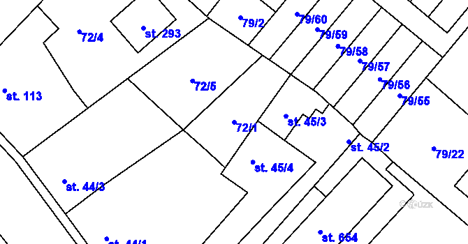 Parcela st. 72/1 v KÚ Velké Zboží, Katastrální mapa
