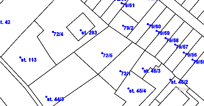 Parcela st. 72/5 v KÚ Velké Zboží, Katastrální mapa
