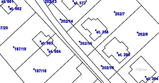 Parcela st. 202/15 v KÚ Velké Zboží, Katastrální mapa
