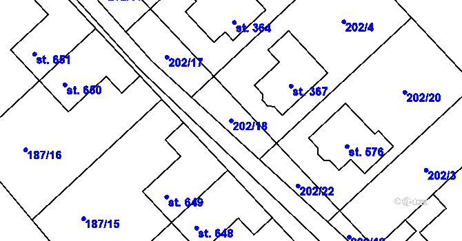 Parcela st. 202/18 v KÚ Velké Zboží, Katastrální mapa