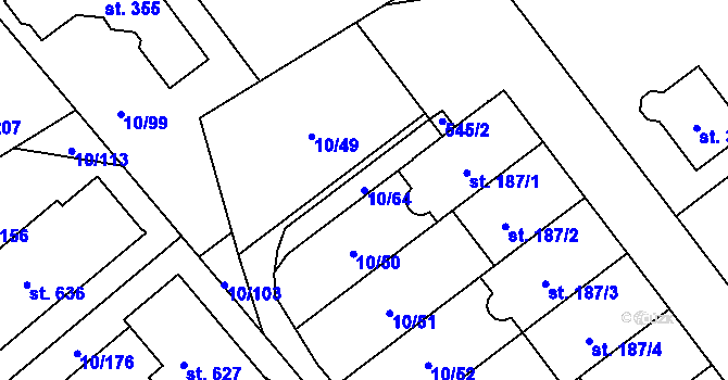 Parcela st. 10/64 v KÚ Velké Zboží, Katastrální mapa