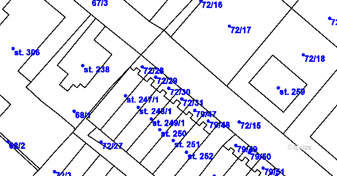 Parcela st. 72/30 v KÚ Velké Zboží, Katastrální mapa