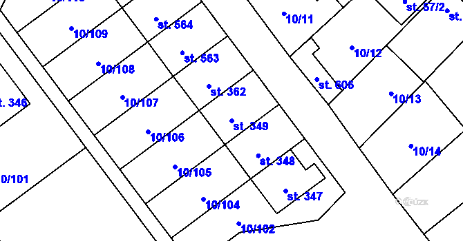 Parcela st. 349 v KÚ Velké Zboží, Katastrální mapa