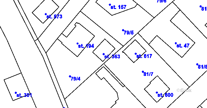Parcela st. 363 v KÚ Velké Zboží, Katastrální mapa