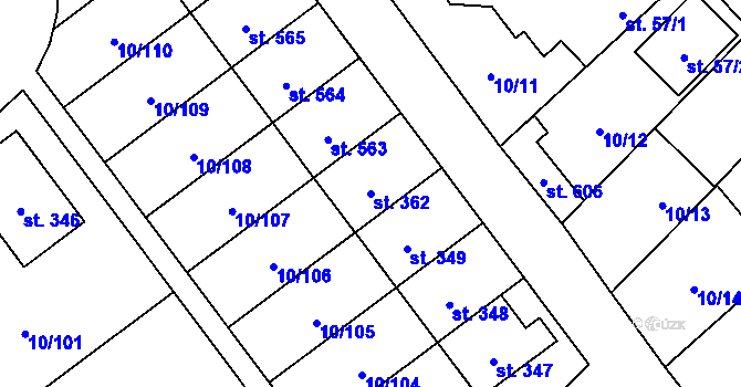 Parcela st. 362 v KÚ Velké Zboží, Katastrální mapa