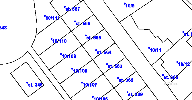 Parcela st. 564 v KÚ Velké Zboží, Katastrální mapa
