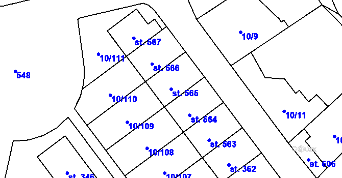 Parcela st. 565 v KÚ Velké Zboží, Katastrální mapa