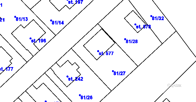 Parcela st. 577 v KÚ Velké Zboží, Katastrální mapa