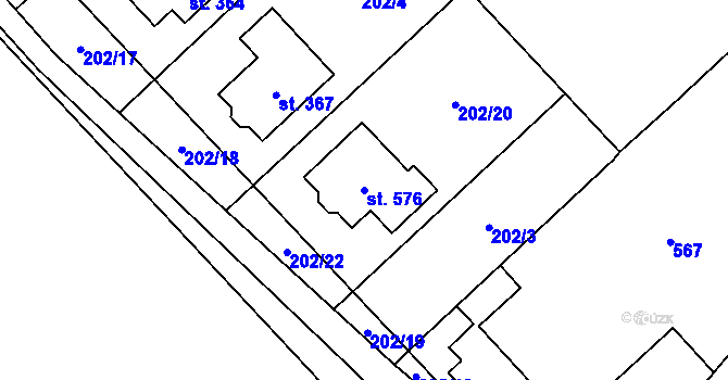 Parcela st. 576 v KÚ Velké Zboží, Katastrální mapa