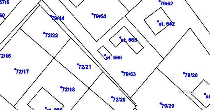 Parcela st. 666 v KÚ Velké Zboží, Katastrální mapa