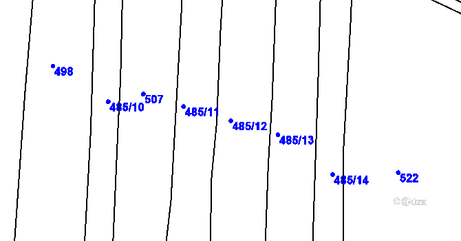 Parcela st. 485/12 v KÚ Poděčely, Katastrální mapa