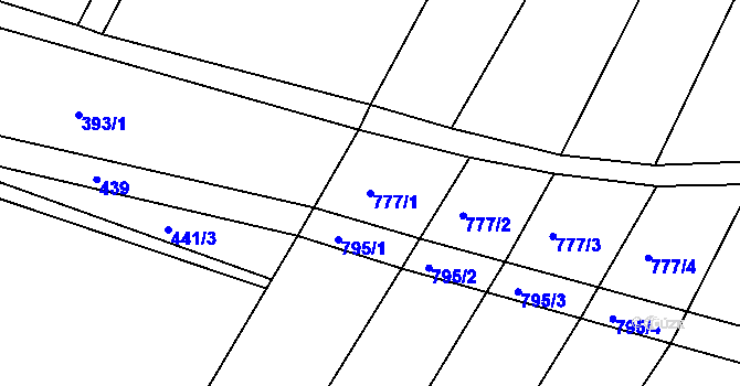 Parcela st. 777/1 v KÚ Poděčely, Katastrální mapa