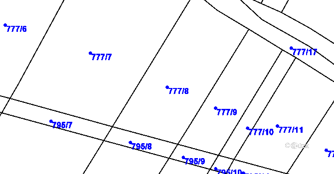 Parcela st. 777/8 v KÚ Poděčely, Katastrální mapa