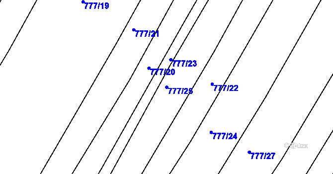Parcela st. 777/25 v KÚ Poděčely, Katastrální mapa